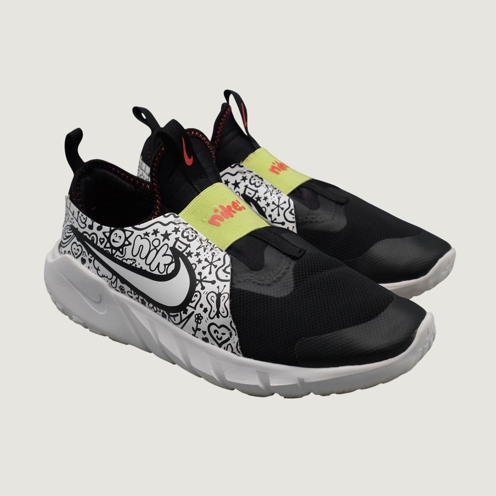 Nike Flex Plus 2 Black White Volt Doodle DV8253-001 6.5Y Women 8 Sneaker